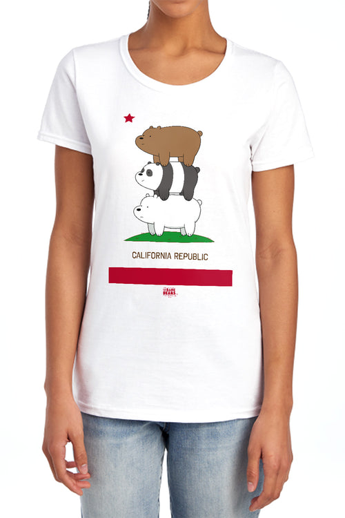 We Bare Bears California Republic Bear Stack Womens T-Shirt