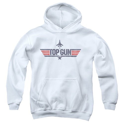 Top Gun Logo White Youth Hoodie