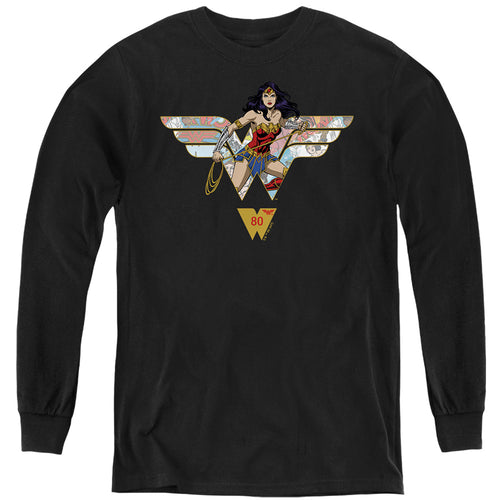 Wonder Woman WW 80th Collage Logo Youth Long Sleeve T-Shirt