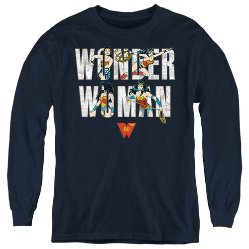 Wonder Woman WW 80th Illustrated Type Youth Long Sleeve T-Shirt