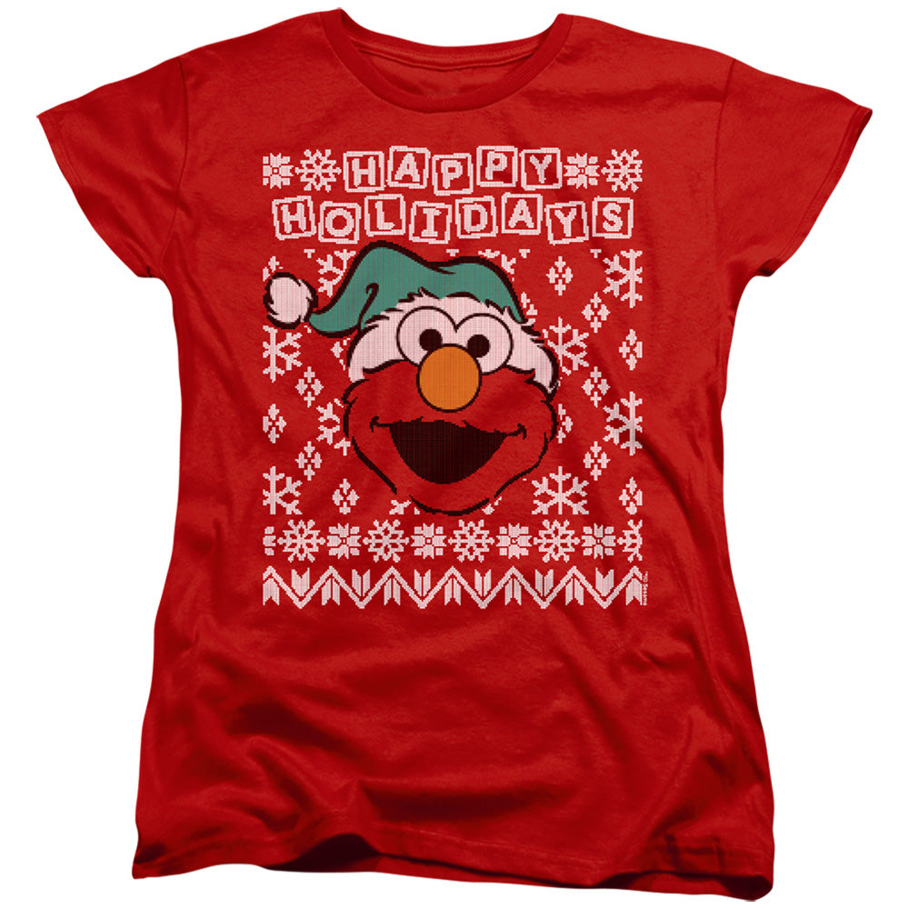 Sesame Street Elmo Ugly Christmas Womens T-Shirt