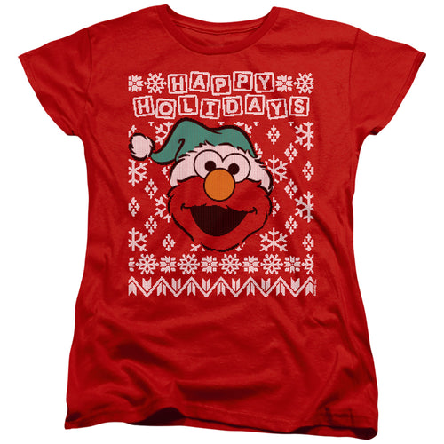 Sesame Street Elmo Ugly Christmas Womens T-Shirt