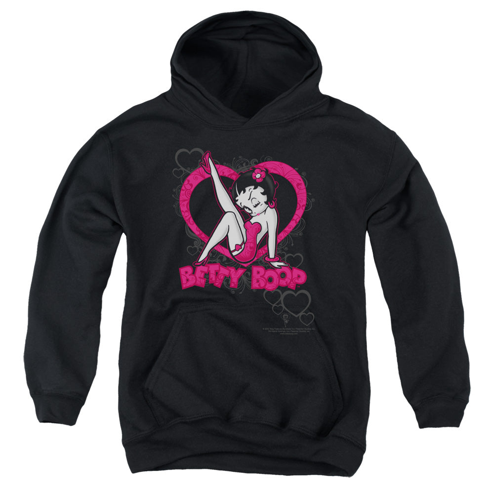 Betty Boop Scrolling Hearts Youth Hoodie