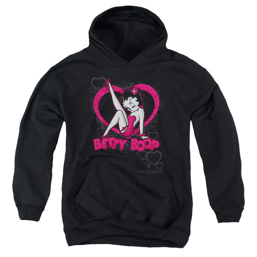 Betty Boop Scrolling Hearts Youth Hoodie