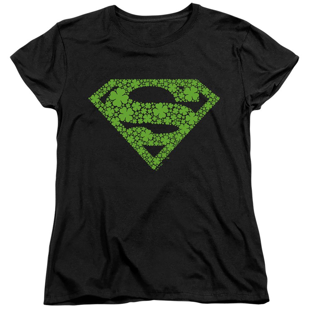 Superman St. Patrick's Day Shamrock Logo Womens T-Shirt
