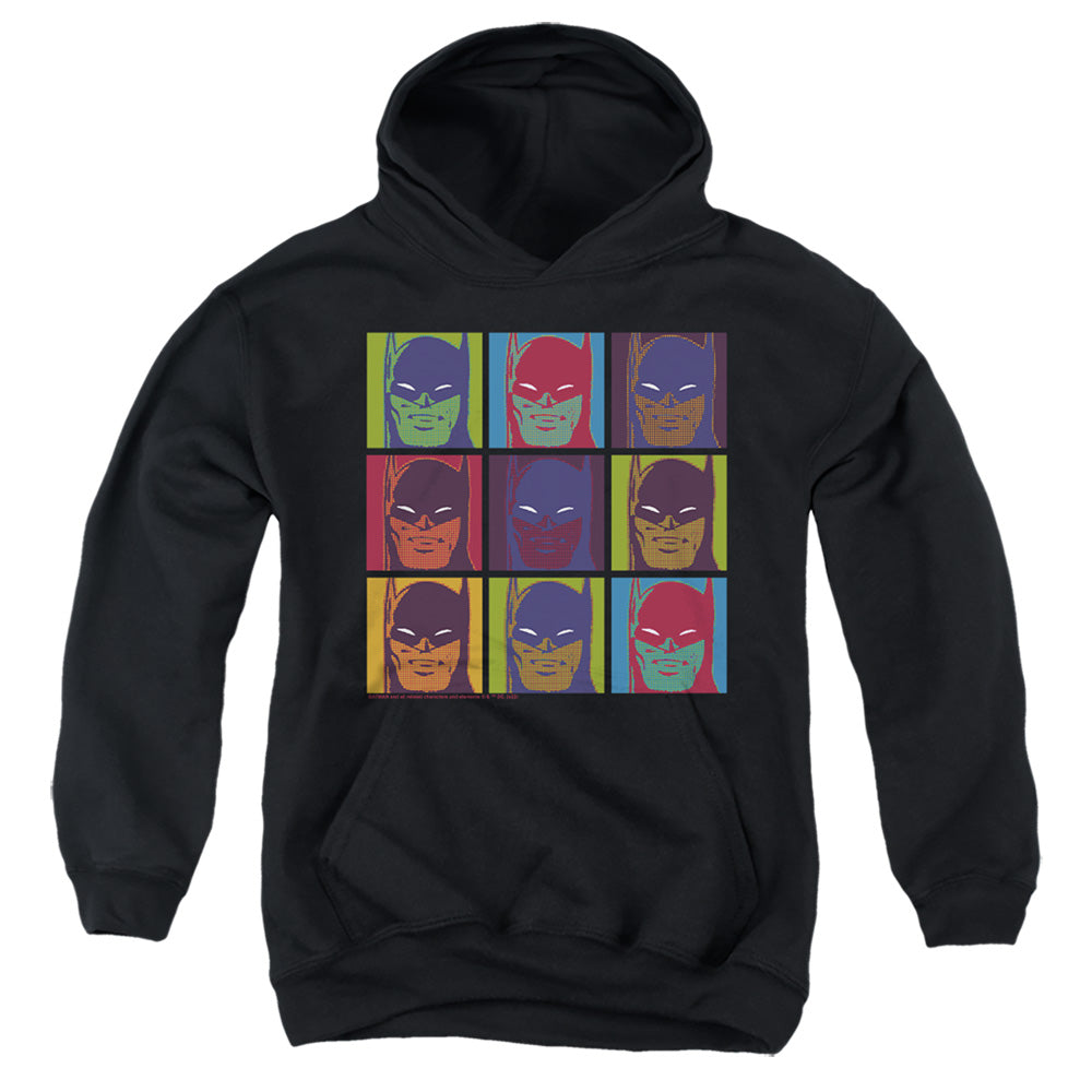 Batman Pop Art Grid on Black Youth Hoodie