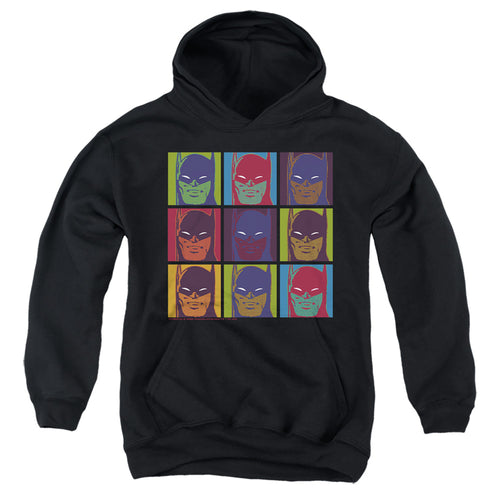 Batman Pop Art Grid on Black Youth Hoodie