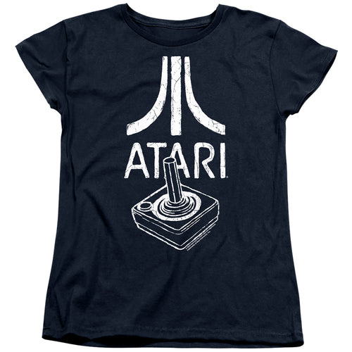Atari Joystick Logo Navy Womens T-Shirt