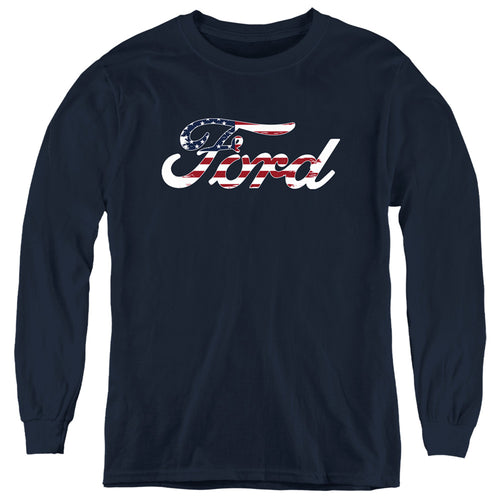 Ford Flag Logo Youth Long Sleeve T-Shirt