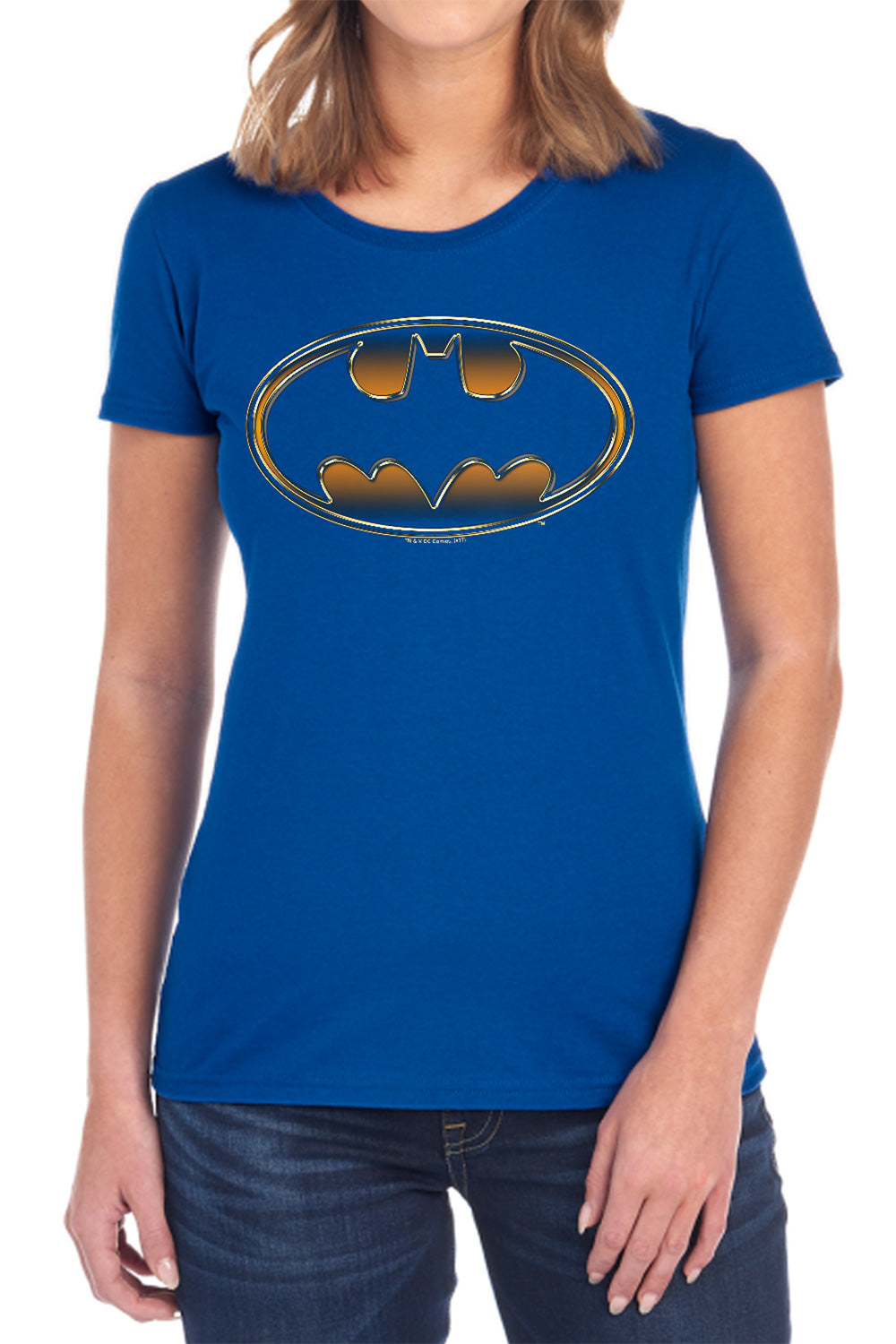 Batman Black & Gold Embossed Womens T-Shirt