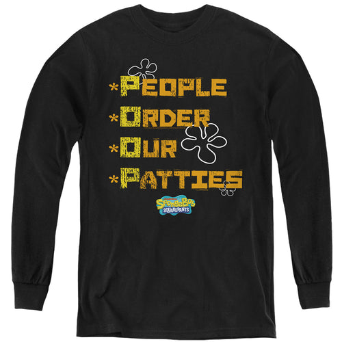 Spongebob Squarepants People Order Our Patties Youth Long Sleeve T-Shirt