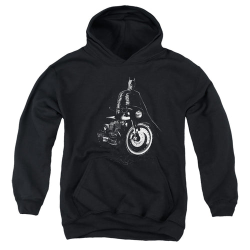The Batman And His Motorcycle Youth Hoodie