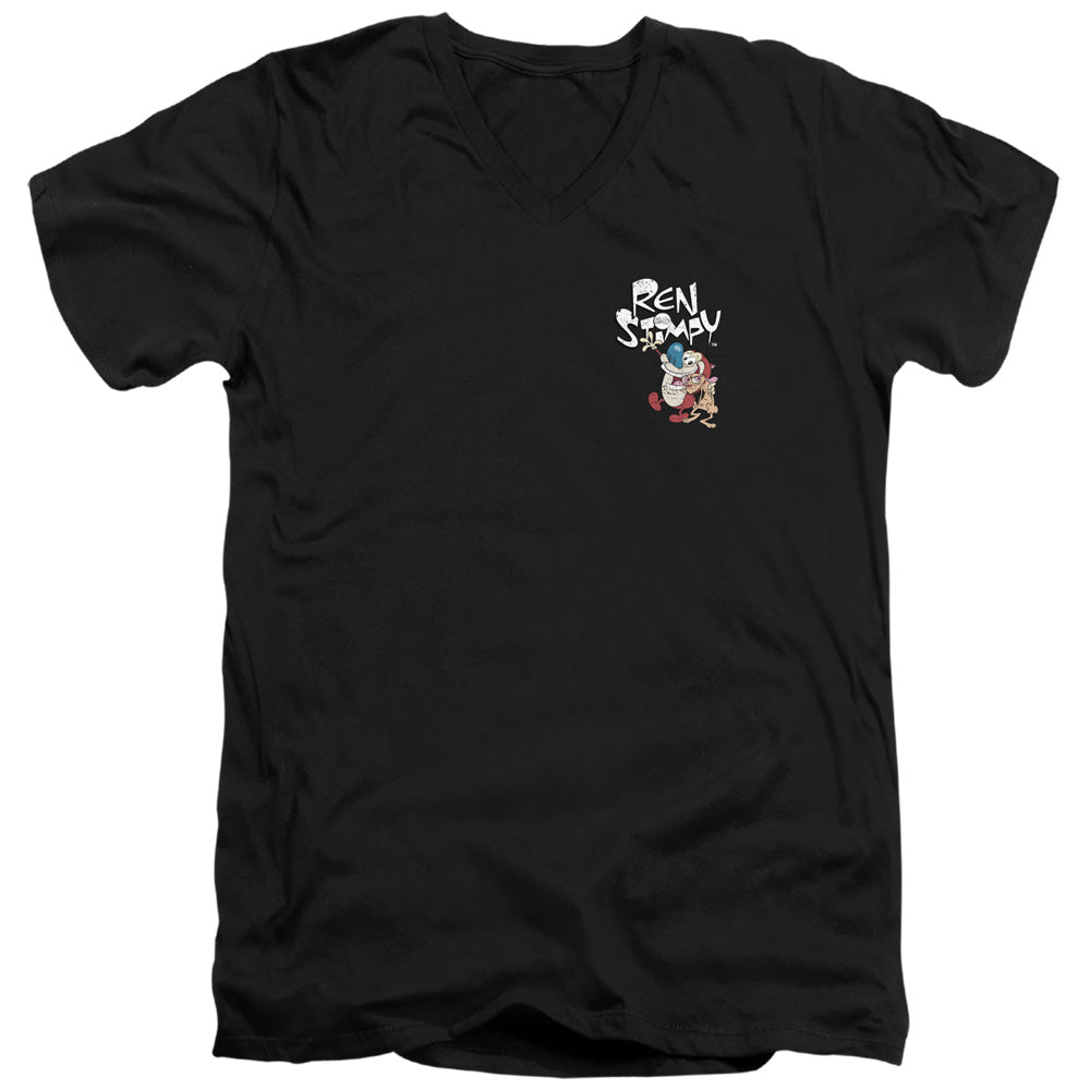 Ren and Stimpy Small Logo V-Neck T-Shirt