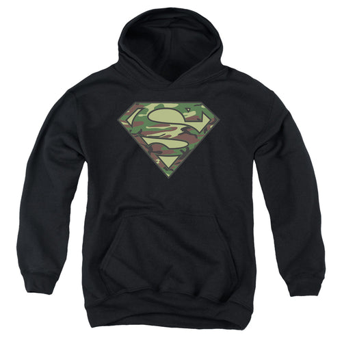 Superman Camo Logo Black Youth Hoodie