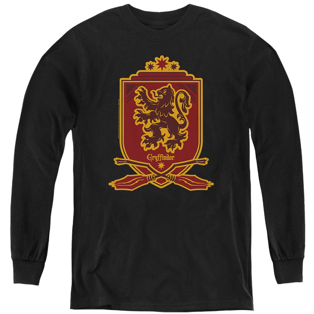Harry Potter Gryffindor Broomstick Badger Logo Youth Long Sleeve T-Shirt