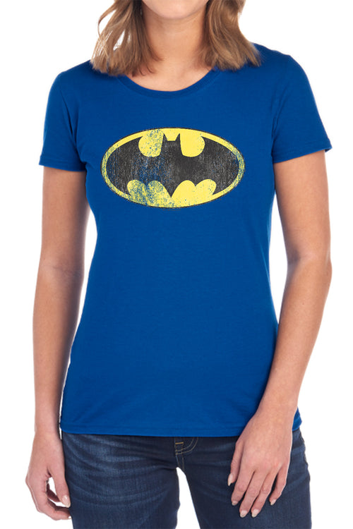 DC Comics Retro Bat Logo Distressed Womens T-Shirt