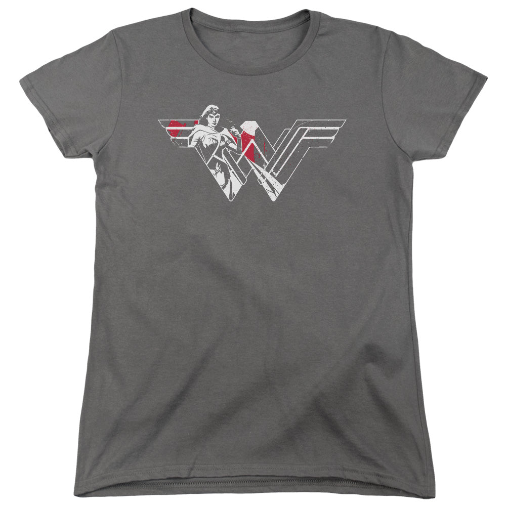 Batman v Superman Wonder Splatter Logo Womens T-Shirt