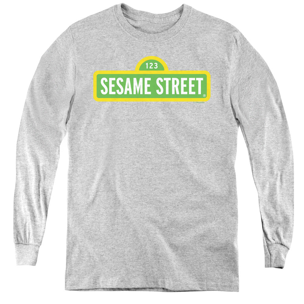 Sesame Street Logo Athletic Heather Youth Long Sleeve T-Shirt