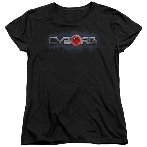 Justice League Cyborg Title Womens T-Shirt