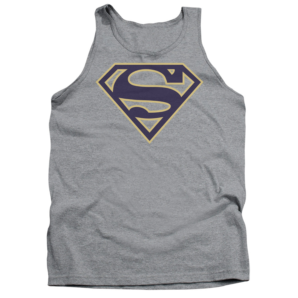Superman Navy & Gold Shield Athletic Heather Tank Top