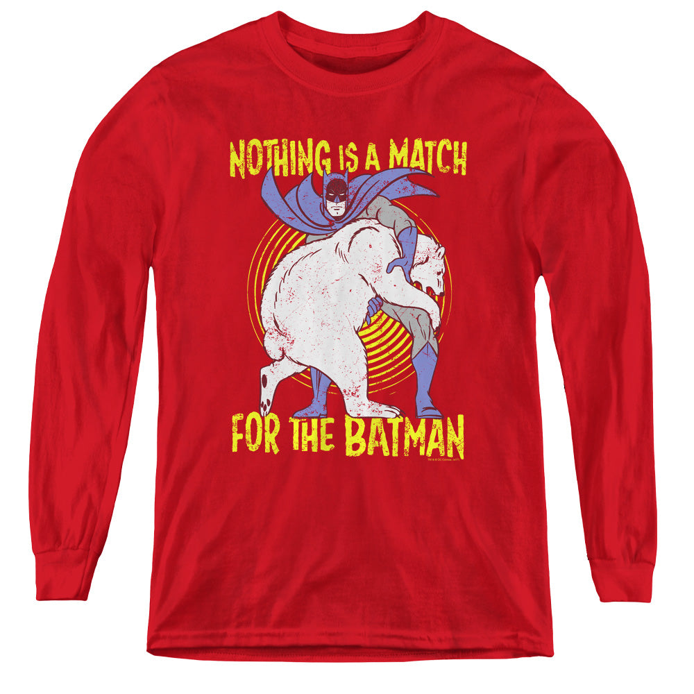 Batman Bear Wrastling Youth Long Sleeve T-Shirt