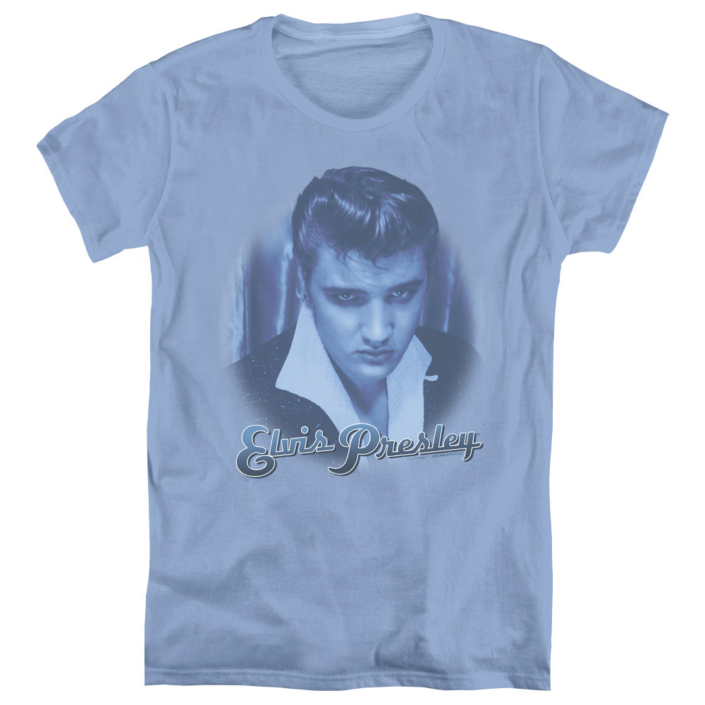 Elvis Presley Blue Suede Fade Womens T-Shirt