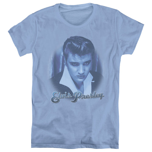 Elvis Presley Blue Suede Fade Womens T-Shirt