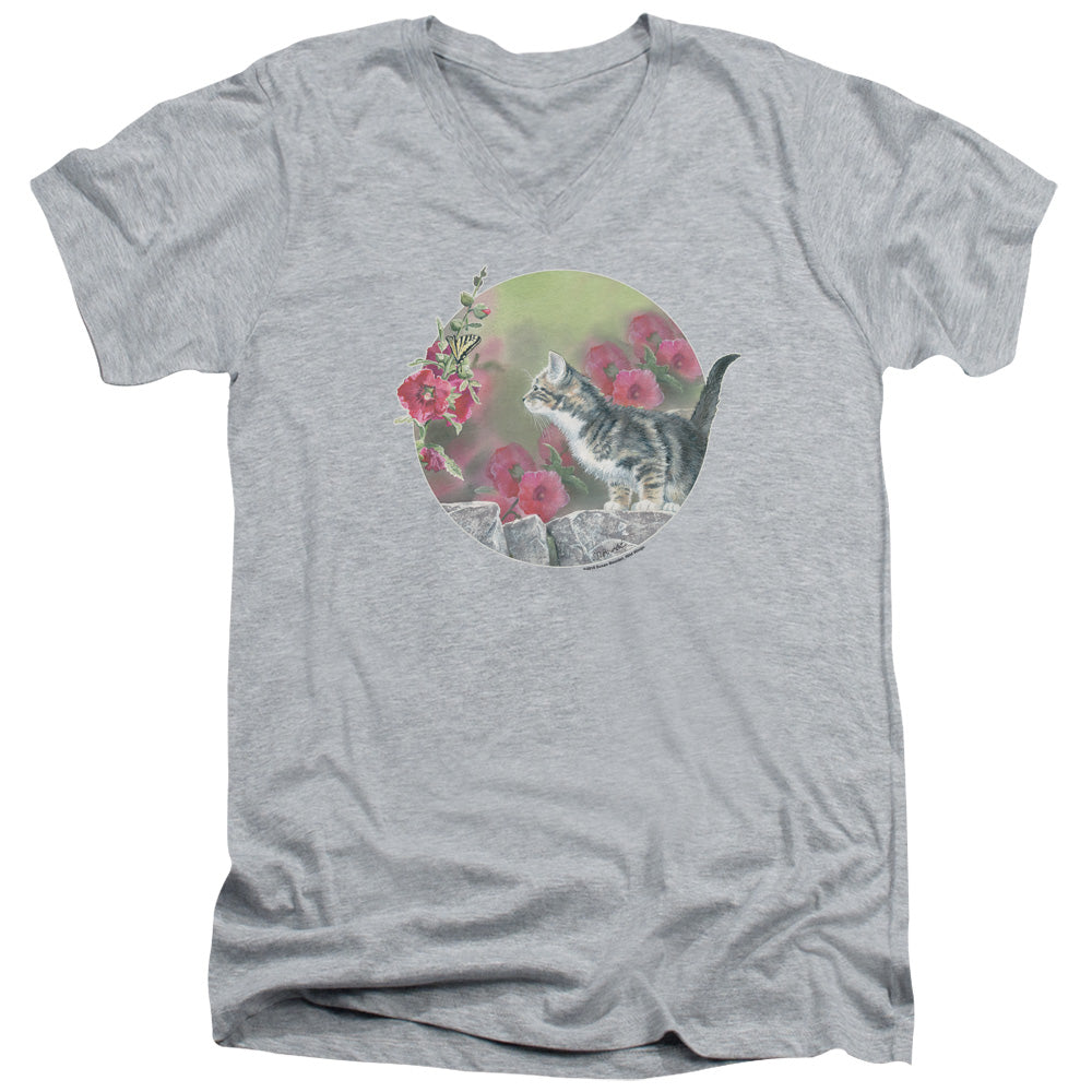 Wild Wings Kitten Flowers V-Neck T-Shirt