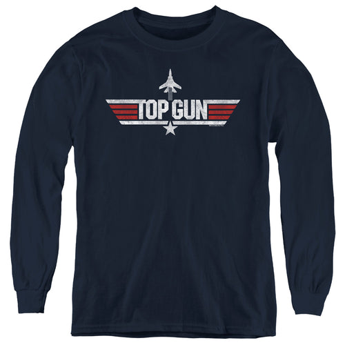 Top Gun Logo Navy Youth Long Sleeve T-Shirt