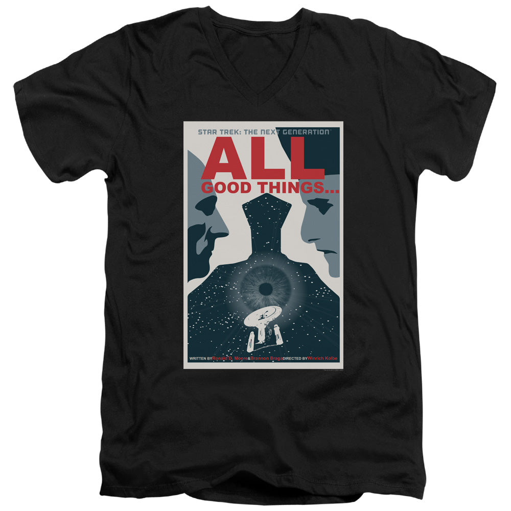 Star Trek All Good Things Black V-Neck T-Shirt