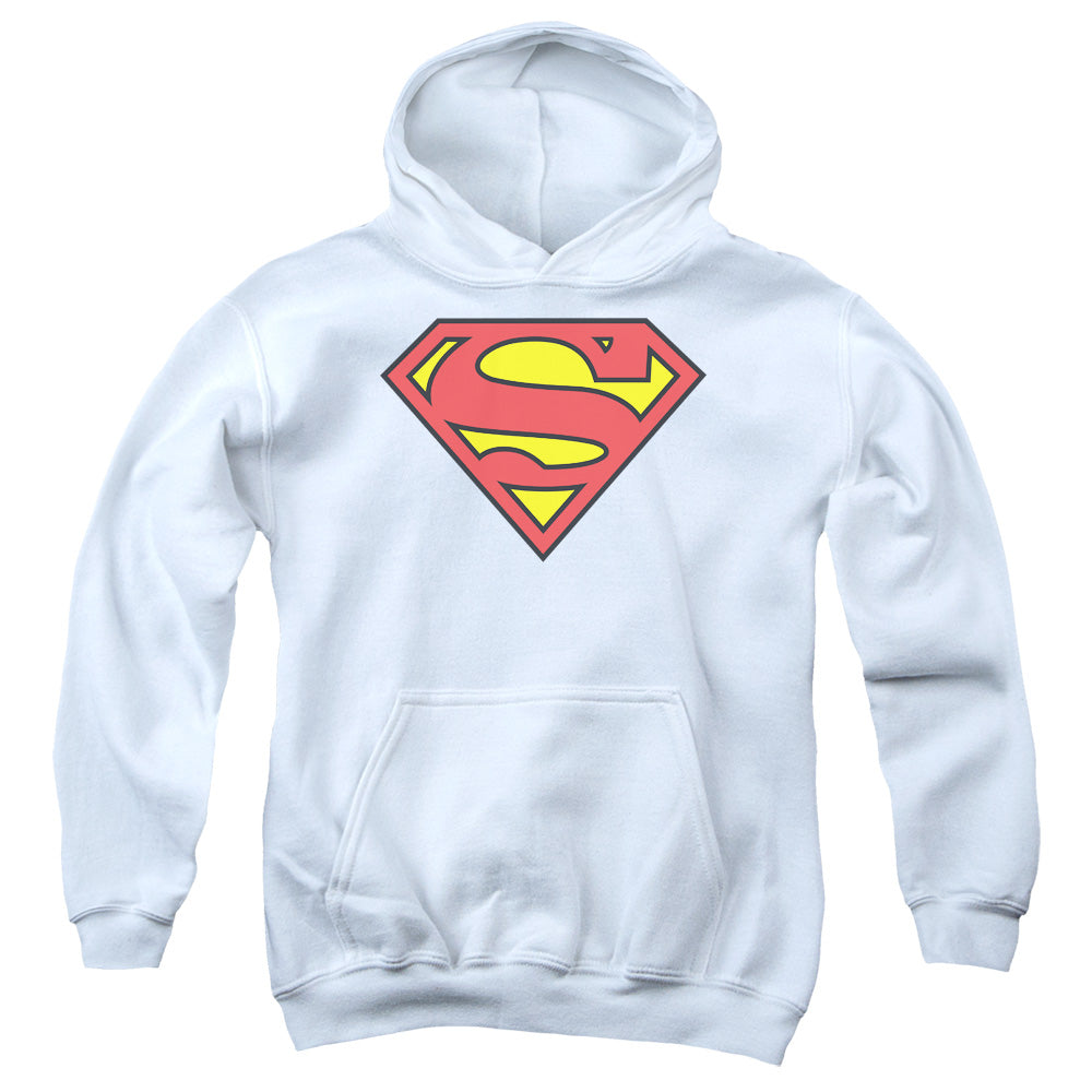 Superman Classic Logo White Youth Hoodie