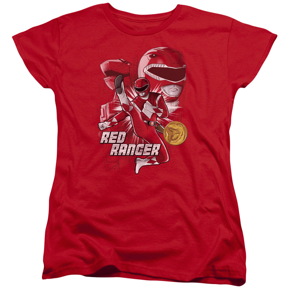 Mighty Morphin Power Rangers Red Ranger Womens T-Shirt
