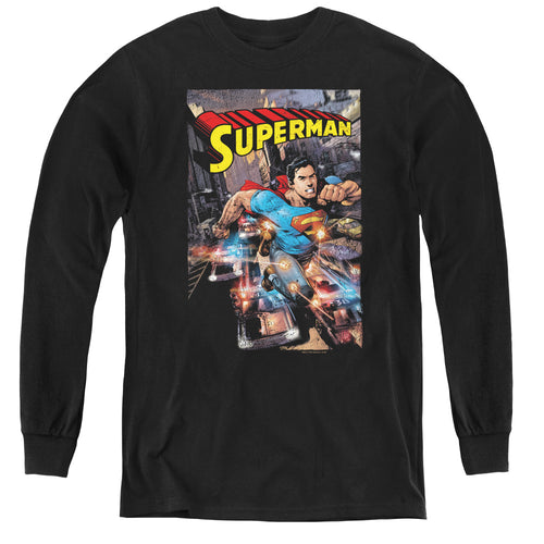 Superman Action One Youth Long Sleeve T-Shirt