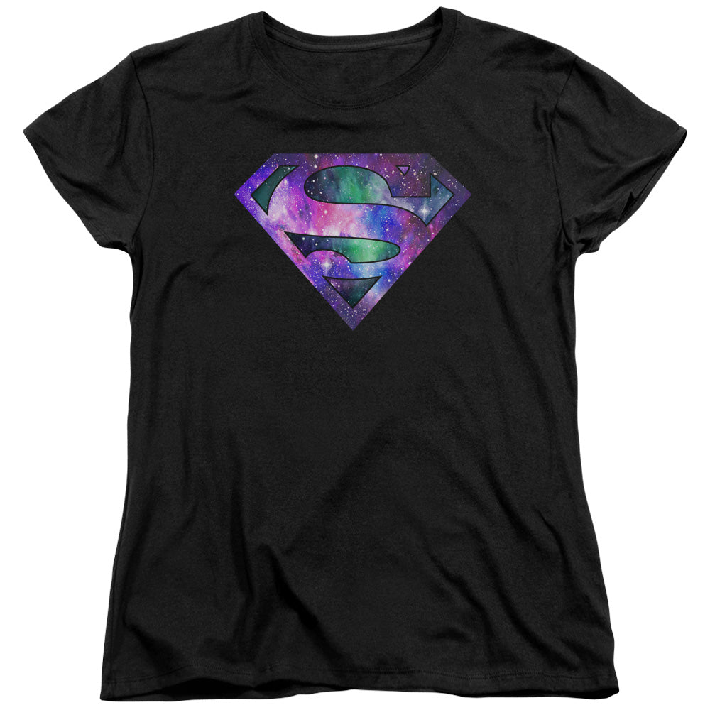 Superman Galaxies Shield Womens T-Shirt