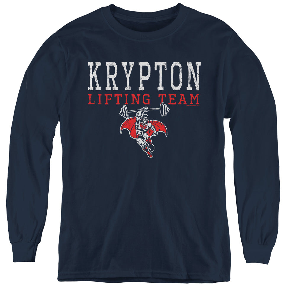DC Comics Krpton Lifting Youth Long Sleeve T-Shirt