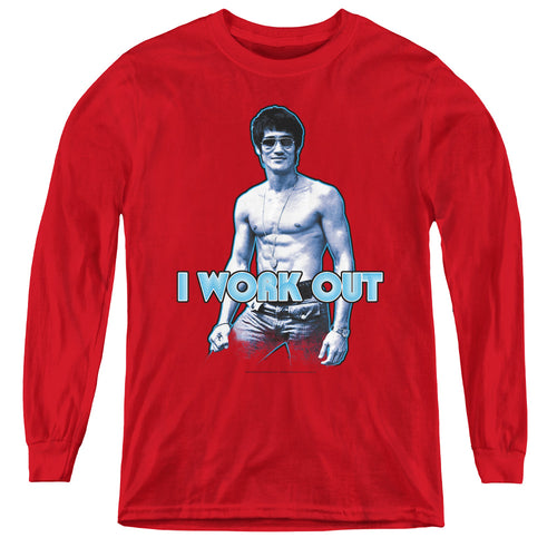 Bruce Lee Lee Works Out Youth Long Sleeve T-Shirt