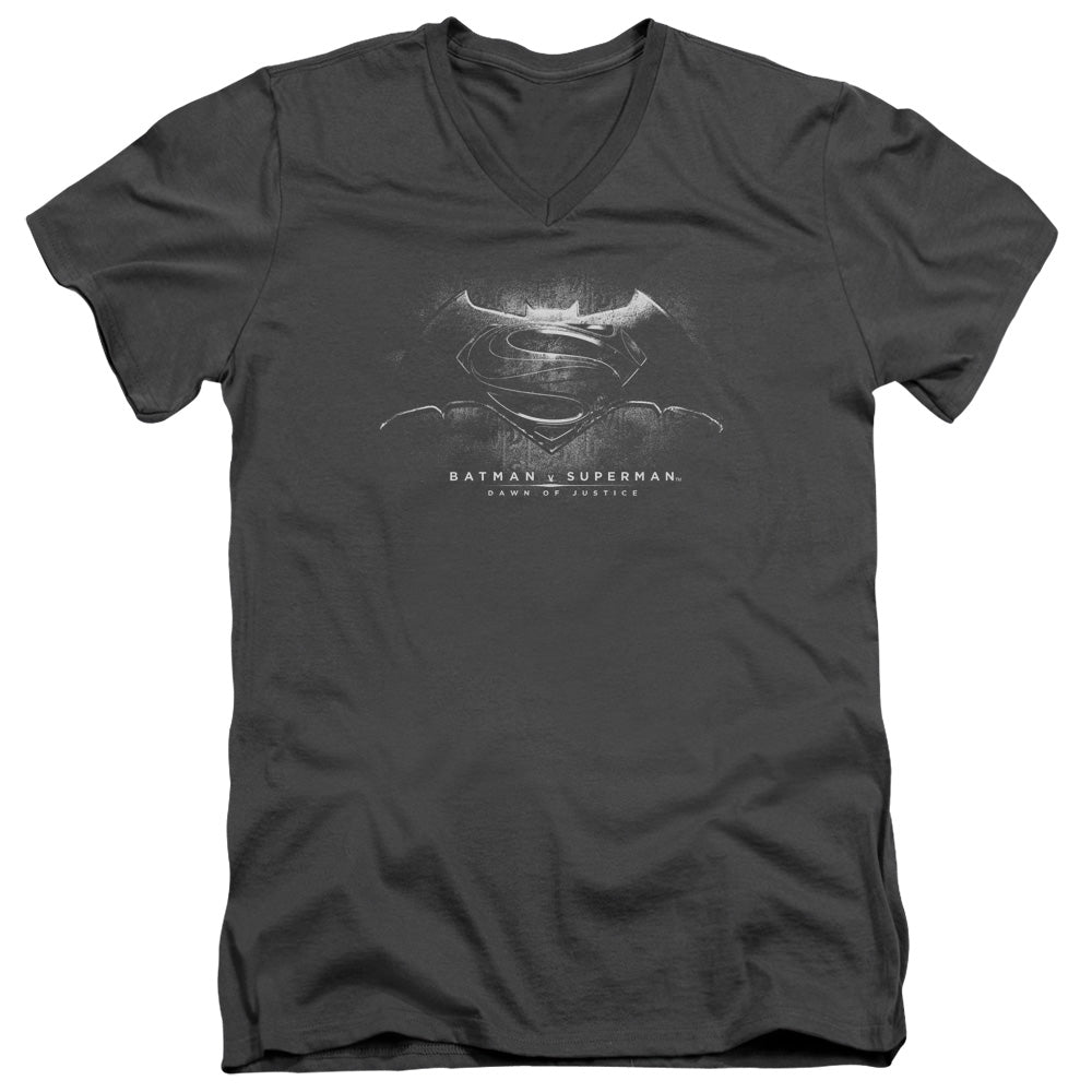 Batman v Superman Bw Logo V-Neck T-Shirt