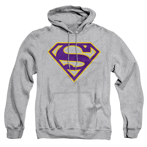Superman Purple & Gold Shield Athletic Heather Pullover Hoodie
