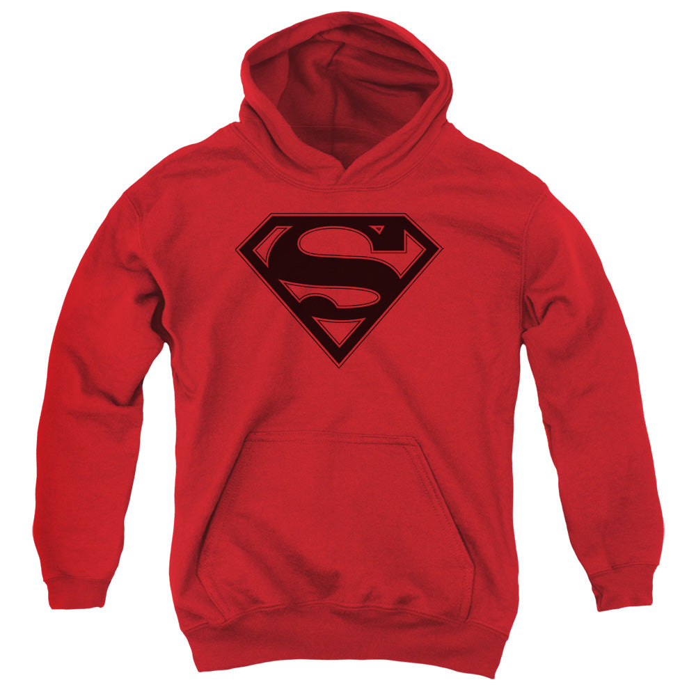 Superman Red & Black Shield Red Youth Hoodie