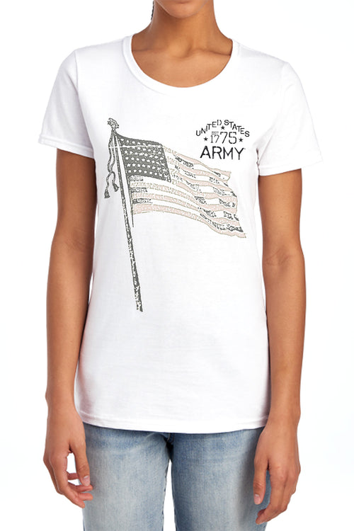 US Army Flag Sketch Womens T-Shirt