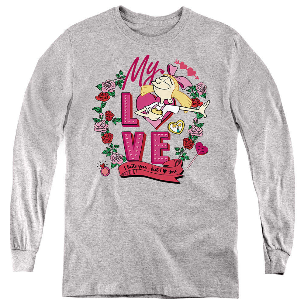 Hey Arnold Valentine'S Day Helga, I Hate You, But Love You Youth Long Sleeve T-Shirt