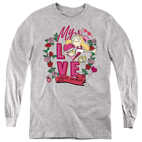 Hey Arnold Valentine'S Day Helga, I Hate You, But Love You Youth Long Sleeve T-Shirt