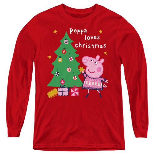 Peppa Pig Loves Christmas Youth Long Sleeve T-Shirt