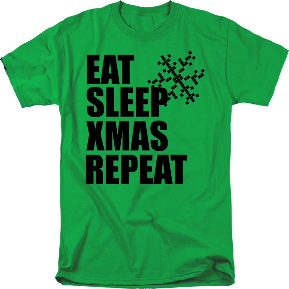 Christmas Eat Sleep Xmas Repeat Kelly Green T-Shirt