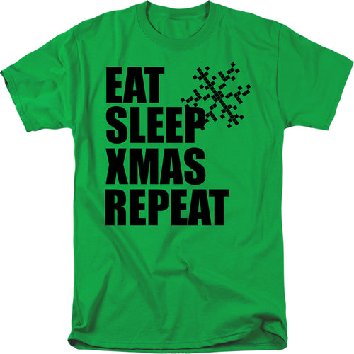 Christmas Eat Sleep Xmas Repeat Kelly Green T-Shirt