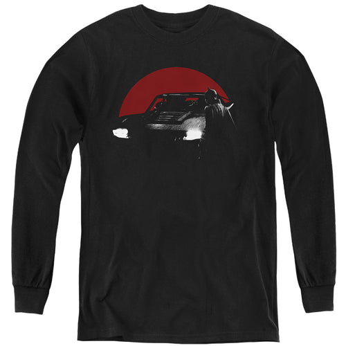 The Batman Red Moon and Batmobile Youth Long Sleeve T-Shirt