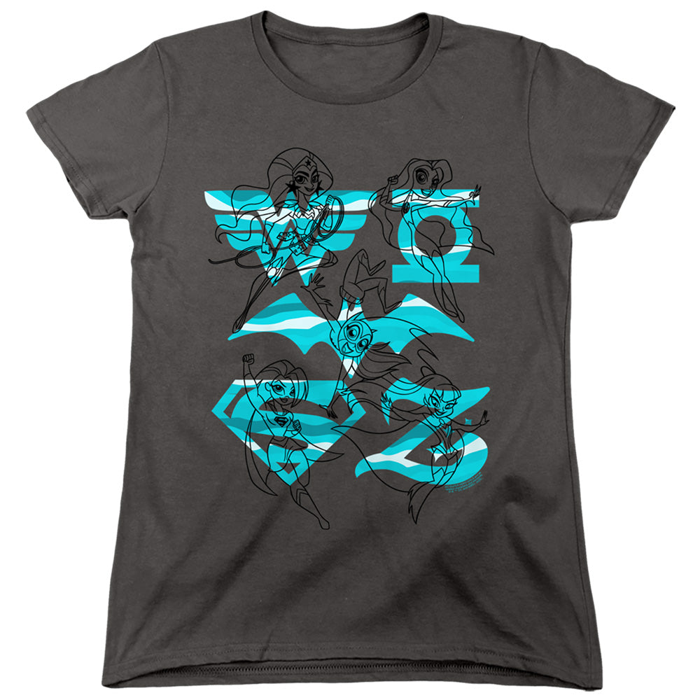 DC Super Hero Girls Line Art Group Womens T-Shirt