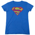 Superman Classic Logo Distressed Royal Womens T-Shirt