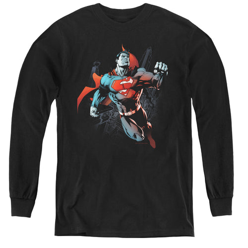 Superman Up in the Sky Youth Long Sleeve T-Shirt