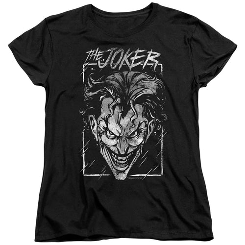 The Batman Joker Storm on Black Womens T-Shirt
